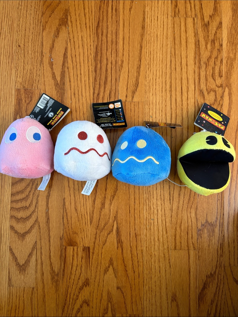 Pac-Man Plush Set - Pink, White, Blue, Yellow